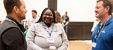 Student connecting with industry professionals at job fair during MCAA GreatFutures Forum