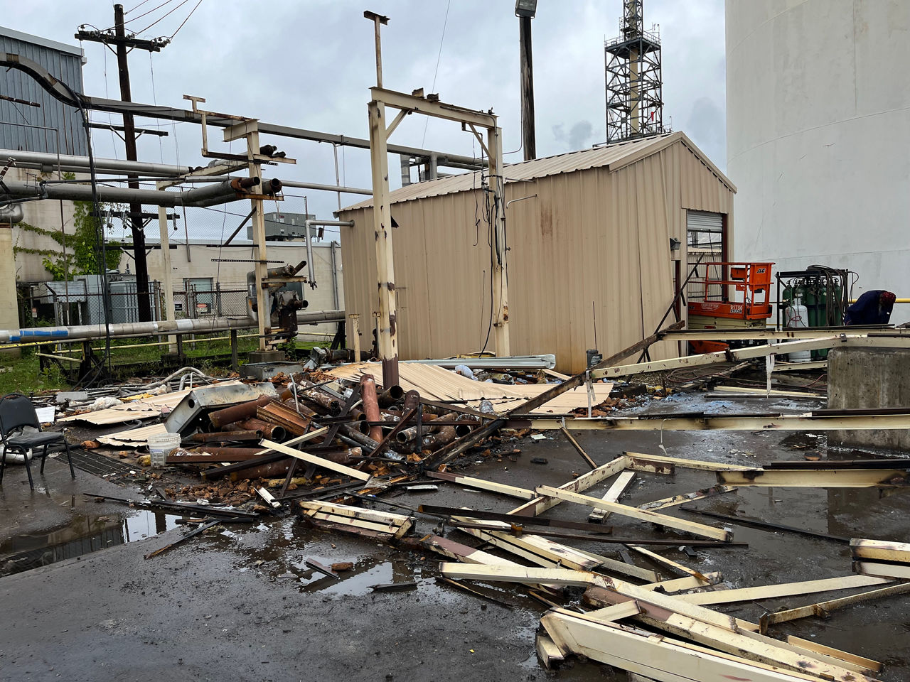 Industrial plant with rusted piping and aging infrastructure awaiting redevelopment