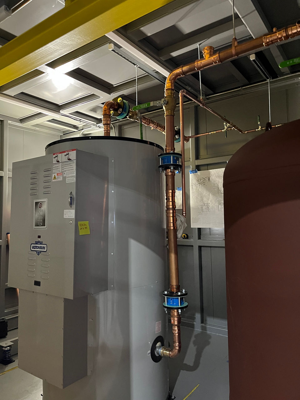 Water heater system with connected piping designed using Viega engineering services