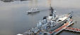 docked navy battleship 