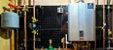 Residential boiler system installed with piping for efficient home heating and hot water