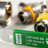 Close up of PureFlow valve with green handle