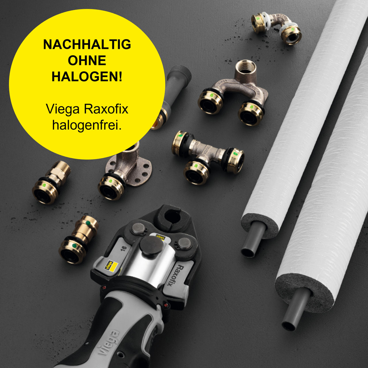 Viega Raxofix Sortiment inklusive halogenfreier Dämmung
