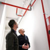L'architetto Christian Rocchi e il CTC Marcelo Vassalotti durante un sopralluogo in cantiere. 