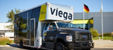 Viega Roadshow truck delivering mobile plumbing training and press technology demonstrations