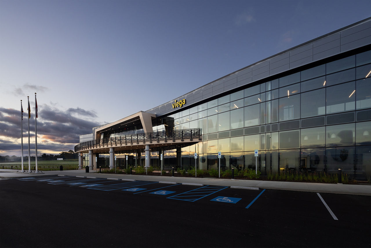 Ohio facility parking lot by the main entrance 