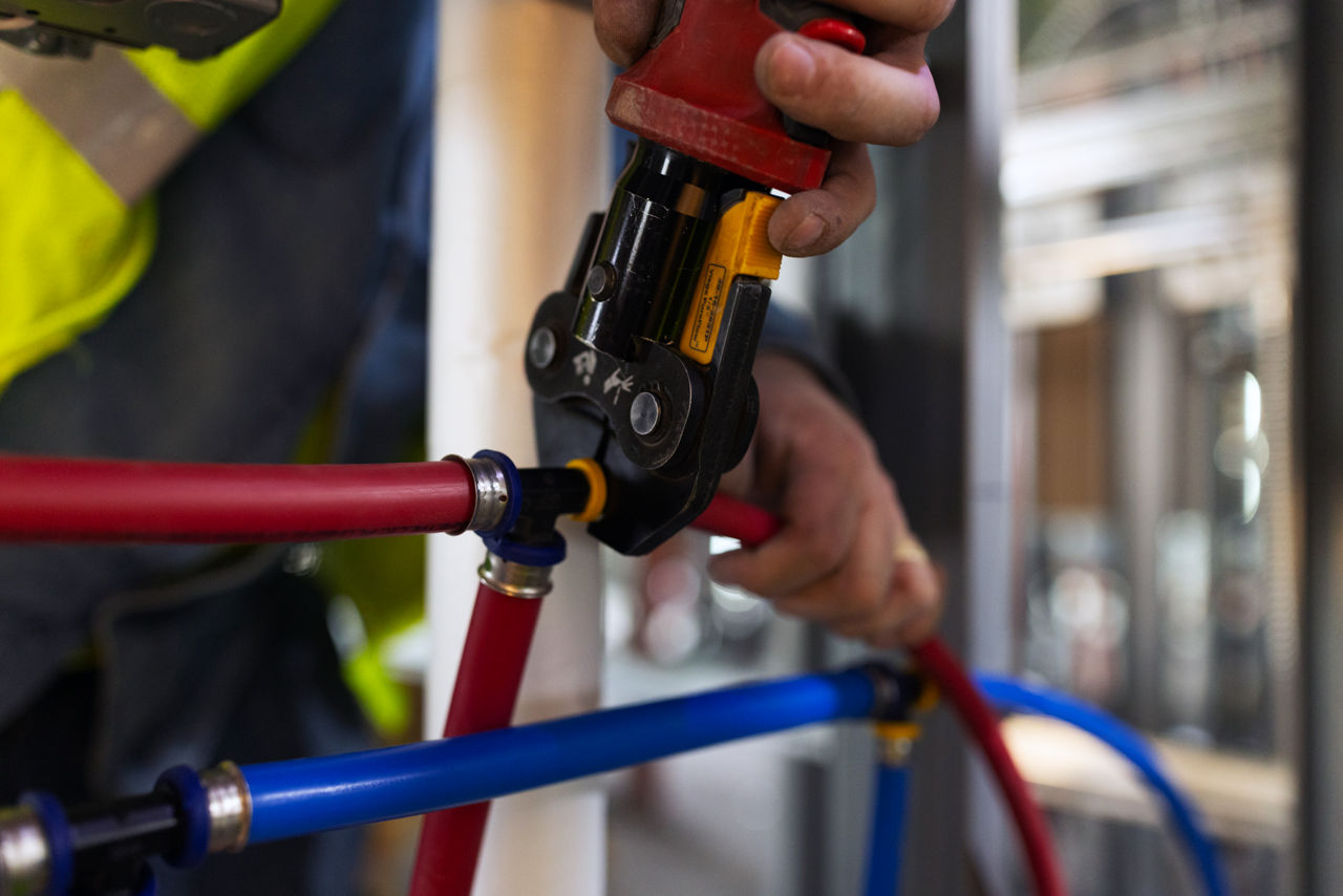 Pex Piping being applied
