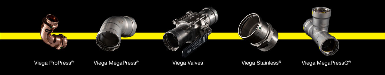 Viega ProPress, MegaPress, MegaPressG, stainless steel systems and valves for food and beverage applications