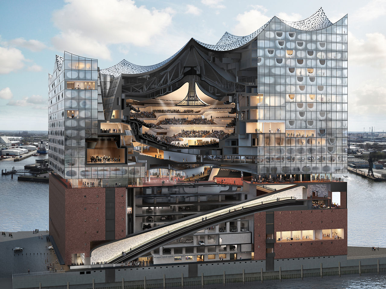 The complex interconnections of the interior structure of this idiosyncratic construction represented a special challenge for the pipeline installation. (Photo: Herzog & de Meuron / bloomimages)