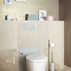 Gewürdigt mit der Prämienauszeichnung „Focus Gold“ des Internationalen Designpreis Baden-Württemberg: Das Eco Plus-WC-Element von Viega. Per Knopfdruck lässt sich die Keramik jederzeit und stufenlos bis zu 8 Zentimeter in der Höhe verstellen. (Fotos: Viega)