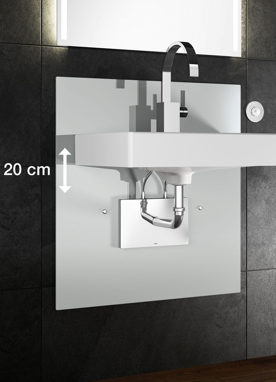 Flexibilität und Komfort für jedes Alter: Mit dem neuen Eco Plus-Waschtisch-Element von Viega können Einzelkeramiken jederzeit und stufenlos in der Höhe verstellt werden. 