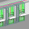 Grafik 1: Installationsbeispiel aus einer Pflegeeinrichtung mit Verteilleitungen in der abgehängten Decke und ebenfalls horizontal endendem PWH-C-System. (Foto: Viega)
