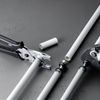 Only three steps are needed to make a secure pipe connection with Viega Smartpress: Cut to length, insert to the window and press – all without time-consuming calibration, deburring or widening. (Photo: Viega)