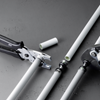 Only three steps are needed to make a secure pipe connection with Viega Smartpress: Cut to length, insert to the window and press – all without time-consuming calibration, deburring or widening. (Photo: Viega)