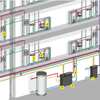 Das Trinkwasser-Management-System „AquaVip Solutions” deckt, digital vernetzt, die gesamte Trinkwasseranlage vom Hauseingang bis zur letzten Zapfstelle ab: 1) AquaVip Controller, 2) Prevista Dry-WC-Element mit integrierter AquaVip-Spülstation, 3) AquaVip eWT-Armatur und AquaVip eBR-Armatur, 4) AquaVip eZRV als elektronisches Zirkulationsregulierventil warm und kalt, 5) AquaVip DTE Durchflusstrinkwassererwärmer (W), 6) AquaVip UFC Ultrafiltrationsanlage im Zirkulationsbypass, 7) AquaVip DTK Durchflusstrinkwasserkühler, 8) AquaVip Temperatursensor, AquaVip Durchfluss- und Temperatursensor, AquaVip Drucksensor. (Foto: Viega)