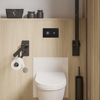 Mit dem „Prevista WC-Element“ lässt sich die WC-Keramik stufenlos um bis zu 8 Zentimeter nach oben und unten fahren. Die Stützgriffe werden auf die Holzplatten, die in die Vorwandinstallationselemente integriert sind, geschraubt. Wer sich die Position gemerkt hat, kann dies auch nachträglich erst bei Bedarf machen. (Foto: Viega)