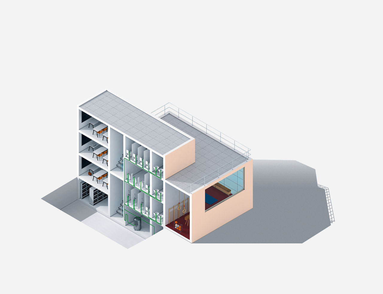 Cold water installations in buildings, such as schools and seasonal hotels, that are completely empty for longer periods of time.