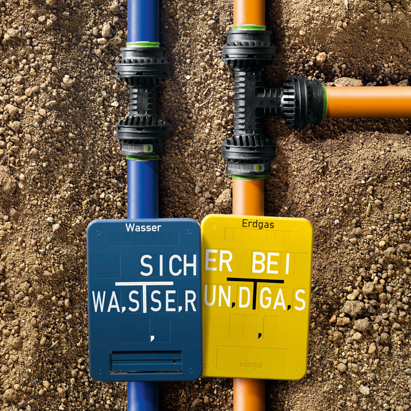 Geopress K-Verbinder sind aus glasfaserverstärktem Kunststoff gefertigt und sind sowohl für Gas als auch für Trinkwasser zugelassen.